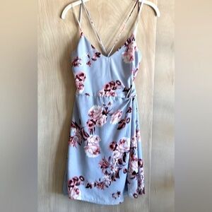 B DARLIN Spaghetti Strap Floral Blue Pink White Dress 5/6 Women’s